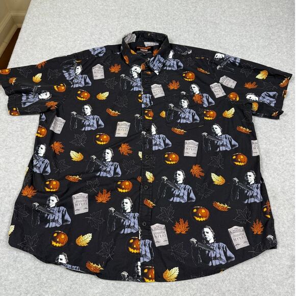 Middle of Beyond Mens Size 2XL Halloween Michael Myers Button Up Shirt - Picture 2 of 8